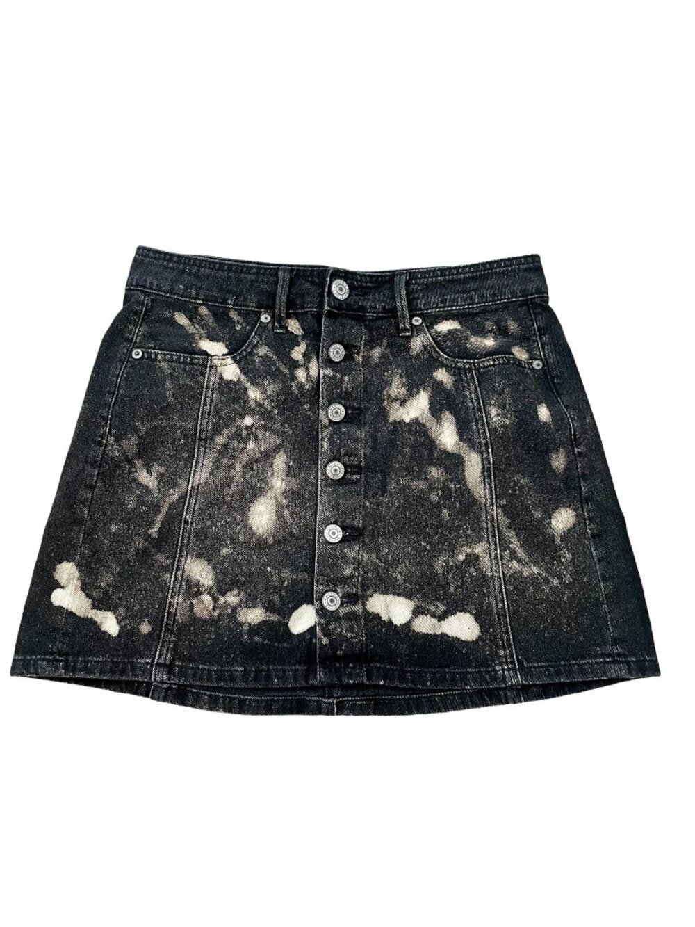 American Eagle Women's Black Acid Washed Button Fly Skirt Pockets 6 Y2K, Goth